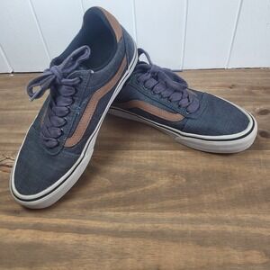 Vans Ward DX Casueal Skater Old School Shoes Textile Blue & Brown Size 8.5 Mens